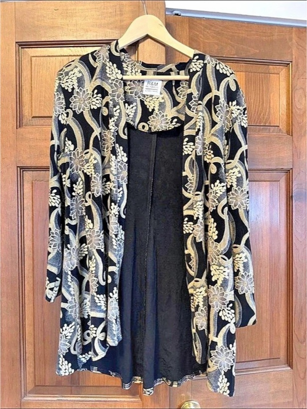 R&M Richards Floral Embellished Jacket in Black & Gold Like New